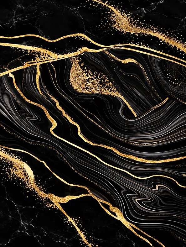 Mármol negro con vetas doradas fluidas